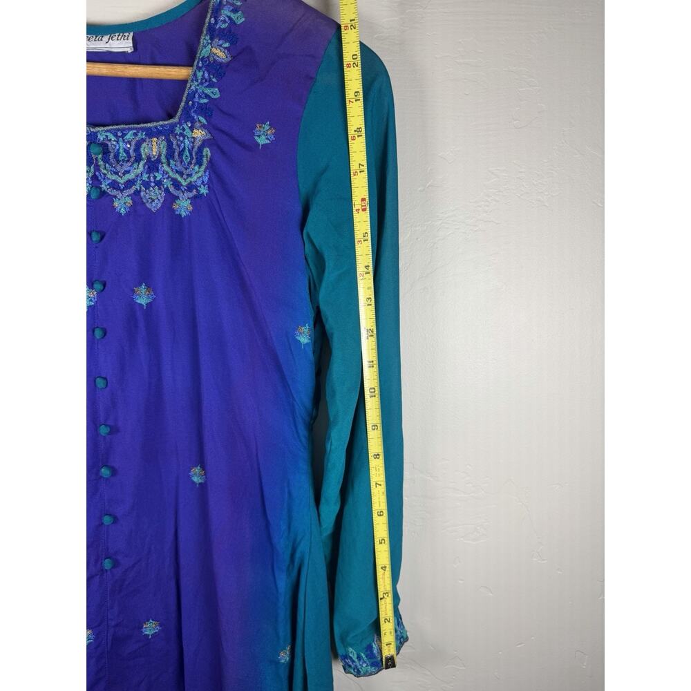 Women’s Vintage Purple To Teal Fade Size M Geeta Jethi Tunic Top Dress - Picture 13 of 13